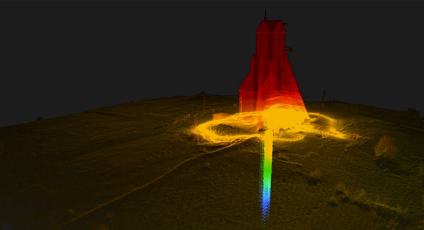Point cloud data of above and below-ground ventilation shaft
